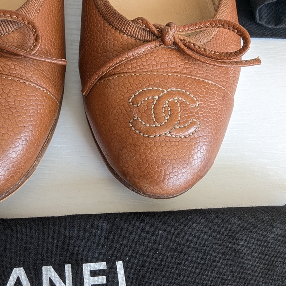 Chanel Brown Leather Loafers with Embossed Logo - Picture 4 of 15